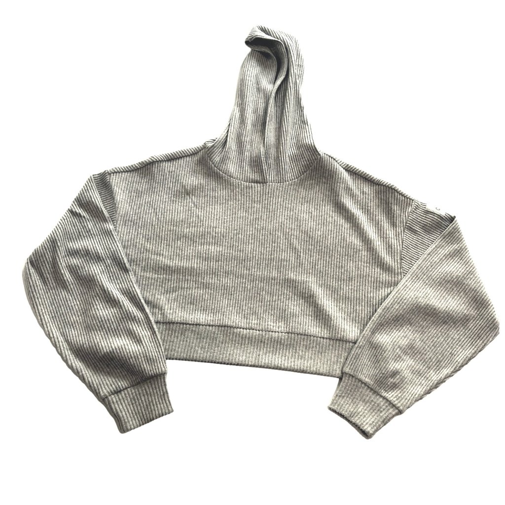 Alo Yoga Muse Brushed Ribbed Hoodie In Athletic Heather Grey